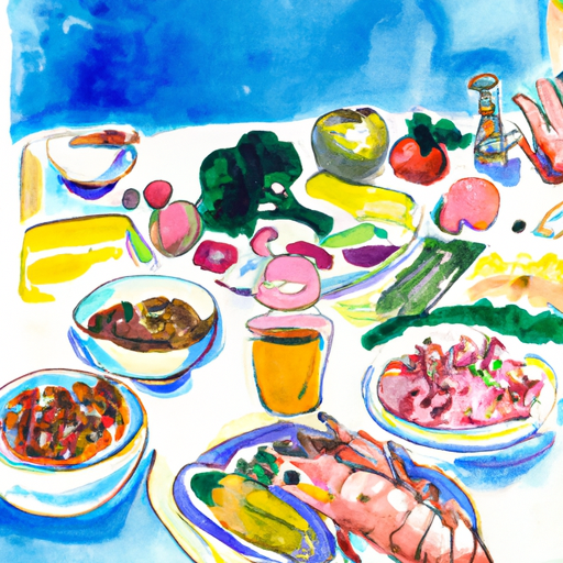 a colorful spread of various foods water 512x512 56110095
